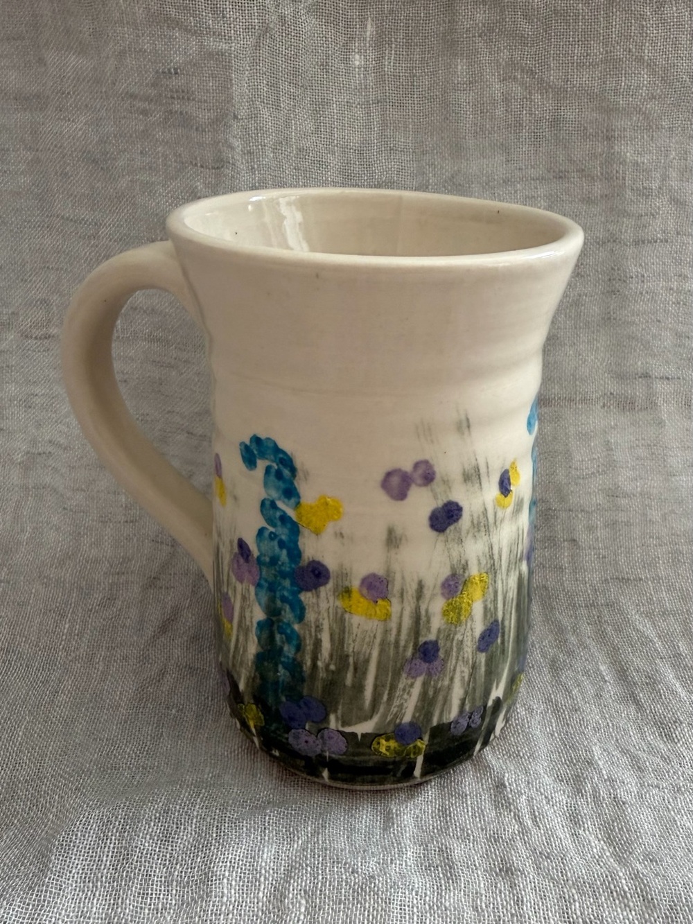 Handcrafted Cream Ceramic Floral Mug